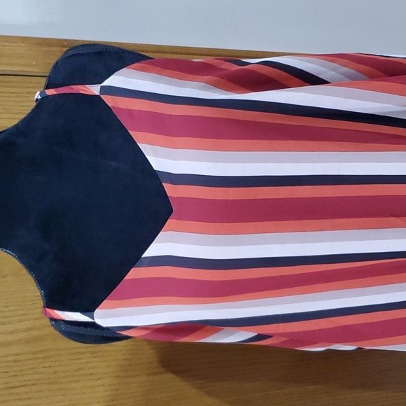 Torrid striped layered adjustable strap flutter tank top euc orange red black - Picture 2 of 7